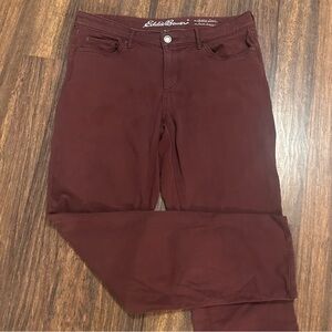 Eddie Bauer Women's Maroon Slim Straight Slightly Curvy Jeans. Size 8